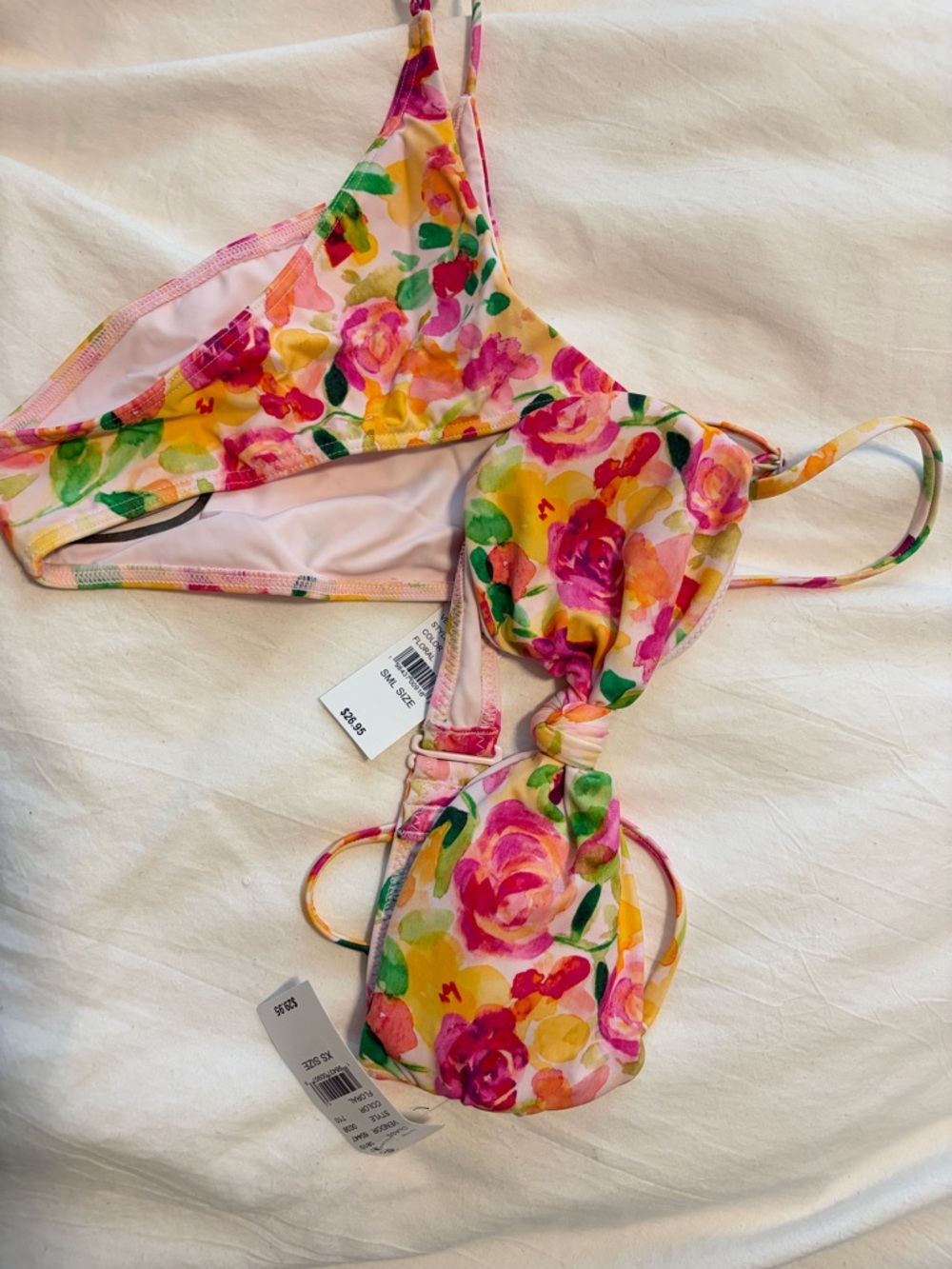 PacSun Floral Pink Yellow Green Triangle Bikini Top